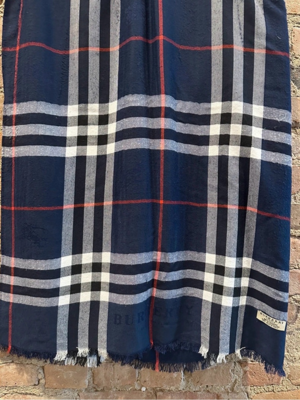 Burberry Navy, White & Red Plaid Midi Skirt - Picture 2 of 3